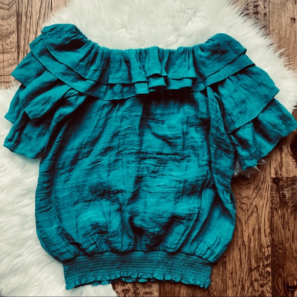 Ruffled Sleeve Off the Shoulder Top - Picture 2 of 5